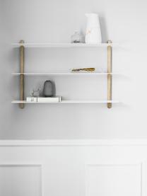 Estante de pared Nivo, Estantes: acero recubierto, Estructura: madera de roble, Madera de roble, blanco, An 64 x Al 42 cm