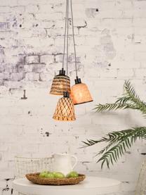 Petite suspension bohème bambou 3 lampes Kalimantan, Beige, noir, Ø 17 x haut. 16 cm