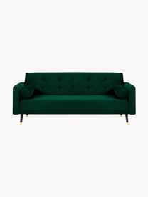 Samt-Schlafsofa Gia (3-Sitzer), Bezug: Polyestersamt Der strapaz, Rahmen: Massives Kiefernholz, Korpus: Spanplatte, Sperrholz, Sp, Samt Dunkelgrün, B 212 x T 93 cm