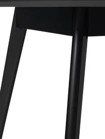 Runder Esstisch Yumi mit Polsterstühlen, 3-tlg., Tischplatte: Mitteldichte Holzfaserpla, Beine: Gummibaumholz, massiv und, Bezug: 100 % Polyester, Beine: Metall, pulverbeschichtet, Holz, schwarz lackiert, Webstoff Beige, Set mit verschiedenen Grössen