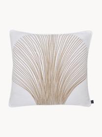 Housse de coussin en coton Thiago, 100 % coton, Blanc, beige, larg. 50 x long. 50 cm