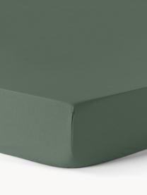 Lenzuolo con angoli topper in cotone percalle Elsie, Verde scuro, Larg. 90 x Lung. 200 cm, Alt. 15 cm
