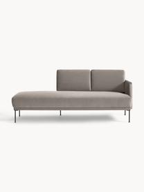 Fluwelen chaise longue Fluente, Bekleding: fluweel (hoogwaardig poly, Frame: massief grenenhout, Poten: gepoedercoat metaal Dit p, Fluweel greige, B 202 x D 85 cm, rugleuning links