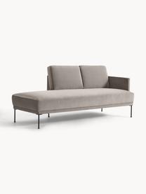 Fluwelen chaise longue Fluente, Bekleding: fluweel (hoogwaardig poly, Frame: massief grenenhout, Poten: gepoedercoat metaal Dit p, Fluweel greige, B 202 x D 85 cm, rugleuning links