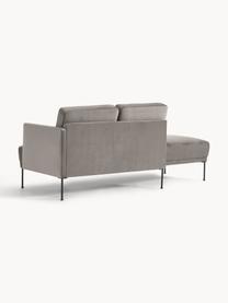 Fluwelen chaise longue Fluente, Bekleding: fluweel (hoogwaardig poly, Frame: massief grenenhout, Poten: gepoedercoat metaal Dit p, Fluweel greige, B 202 x D 85 cm, rugleuning links