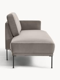 Fluwelen chaise longue Fluente, Bekleding: fluweel (hoogwaardig poly, Frame: massief grenenhout, Poten: gepoedercoat metaal Dit p, Fluweel greige, B 202 x D 85 cm, rugleuning links