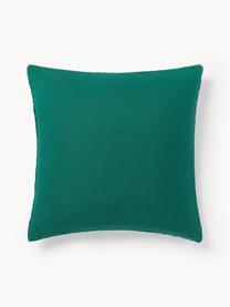 Housse de coussin 50x50 en velours avec motif structuré Nisha, Vert turquoise, larg. 50 x long. 50 cm