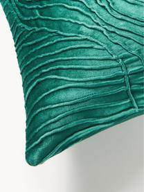 Sametový povlak na polštář se strukturálním vzorem Nisha, Tyrkysová zelená, Š 50 cm, D 50 cm