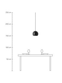 Kleine bolvormige hanglamp  Ball in mat zwart, Lampenkap: gecoat metaal, Baldakijn: gecoat metaal, Zwart, wit, Ø 25 x H 20 cm