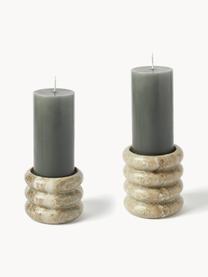 Candelabros de mármol Orta, 2 uds., Mármol, Mármol tonos beige, Set de diferentes tamaños