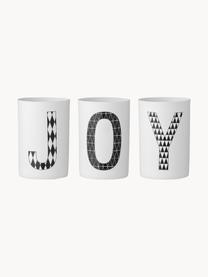 Komplet świeczników Joy, 3 elem., Porcelana, Biały, czarny, Ø 7 x W 10 cm
