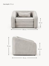 Fauteuil convertible Eliot, Tissu gris clair, larg. 100 x prof. 94 cm