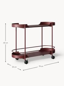 Carrello di servizio in metallo Taru, Struttura: metallo verniciato a polv, Ruote: plastica, Rosso vino opaco, nero, Larg. 79 x Alt. 65 cm