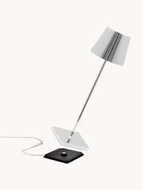 Mobile LED-Tischlampe Poldina, dimmbar, Silberfarben, glänzend, Ø 11 x H 38 cm