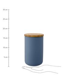 Opbergpot Stak, Pot: keramiek, Deksel: bamboehout, Mat blauw, bamboehoutkleurig, Ø 10 x H 13 cm, 750 ml