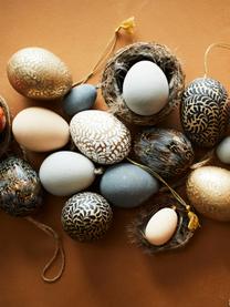 Ręcznie malowane jajko wielkanocne z papieru mâché do zawieszenia Ostereier, 3 szt., Biały, odcienie złotego, odcienie piaskowego, Ø 5 x W 7 cm