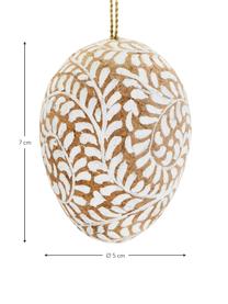 Ciondolo decorativo dipinto a mano Uova di Pasqua 3 pz, Cinturino: plastica, Bianco, dorato, sabbia, Ø 5 x Alt. 7 cm