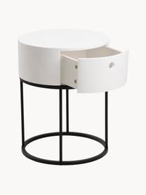 Table de chevet ronde Polo, Blanc, noir, Ø 40 x haut. 51 cm