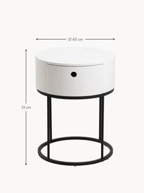 Table de chevet ronde Polo, Blanc, noir, Ø 40 x haut. 51 cm