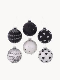 Set de bolas de Navidad artesanales Illum, 12 uds., Negro, plateado, Ø 8 x 8 cm