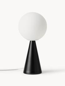 Petite lampe à poser artisanale Bilia, Blanc, noir, Ø 12 x haut. 26 cm