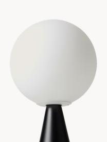 Petite lampe à poser artisanale Bilia, Blanc, noir, Ø 12 x haut. 26 cm