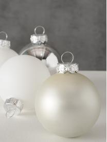 Set de bolas de Navidad Lorene Ø 6 cm, 24 uds., Plateado, blanco mate y brillante, Ø 6 cm