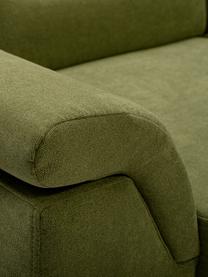 Divano letto angolare in tessuto verde con contenitore Missouri, Rivestimento: 100% poliestere, Verde, Larg. 259 x Prof. 164 cm