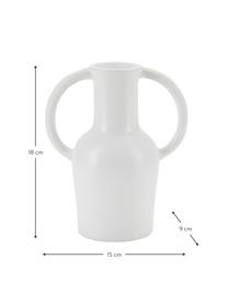 Steingut-Vase Harmony mit Griff in Weiss, Steingut, Weiss, B 15 x H 18 cm