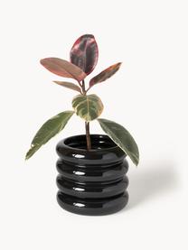 Kleine plantenpot Rudi van keramiek, H 16 cm, Keramiek, Zwart, glanzend, Ø 19 x H 16 cm
