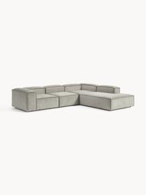 Modulares XL-Ecksofa Lennon aus Cord, Bezug: Cord (92 % Polyester, 8 %, Gestell: Massives Kiefernholz, Spe, Füße: Kunststoff Dieses Produkt, Cord Grau, B 329 x T 269 cm, Eckteil links