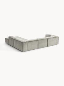 Sofá rinconera modular grande de pana Lennon, Tapizado: pana (92% poliéster, 8% p, Estructura: madera de pino maciza, ma, Patas: plástico Este producto es, Pana gris, An 329 x F 269 cm, chaise longue izquierda