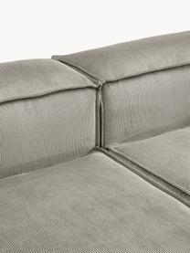 Modulares XL-Ecksofa Lennon aus Cord, Bezug: Cord (92 % Polyester, 8 %, Gestell: Massives Kiefernholz, Spe, Füße: Kunststoff Dieses Produkt, Cord Grau, B 329 x T 269 cm, Eckteil links