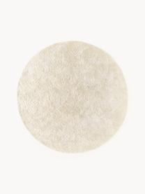 Flauschiger runder Hochflor-Teppich Leighton, Flor: Mikrofaser (100% Polyeste, Cremeweiss, Ø 120 x H 3 cm (Grösse S)
