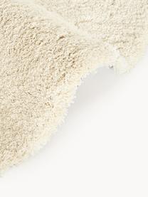 Pluizig rond hoogpolig vloerkleed Leighton, Onderzijde: 70% polyester, 30% katoen, Crèmewit, Ø 120 cm (maat S)