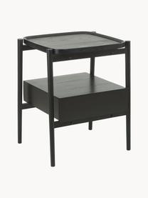 Nachttisch Tony mit Schublade aus Eichenholz, schwarz, Ablagefläche: Mitteldichte Holzfaserpla, Schwarz, B 49 x H 60 cm