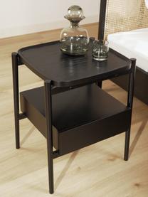 Table de chevet bois de chêne noir avec tiroir Tony, Noir, larg. 49 x haut. 60 cm