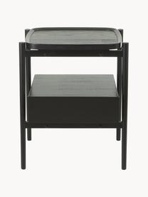 Table de chevet bois de chêne noir avec tiroir Tony, Noir, larg. 49 x haut. 60 cm