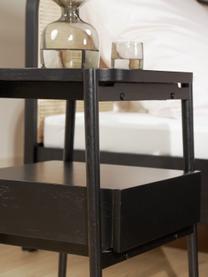Table de chevet bois de chêne noir avec tiroir Tony, Noir, larg. 49 x haut. 60 cm