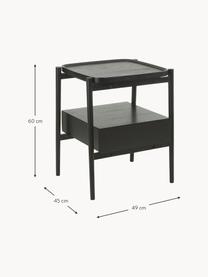 Table de chevet bois de chêne noir avec tiroir Tony, Noir, larg. 49 x haut. 60 cm