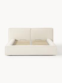 Cama tapizada Lennon, con espacio de almacenamiento, Tapizado: 100% poliéster Alta resis, Estructura: madera de pino maciza, ma, Patas: madera, plástico Este pro, Tejido blanco Off White, An 208 x L 243 cm (colchón 140 x 200 cm)