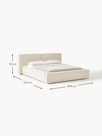 Letto imbottito con contenitore Lennon, Rivestimento: 100% poliestere Il rivest, Struttura: legno di pino massiccio, , Piedini: legno, plastica Questo pr, Tessuto bianco latte, Larg. 208 x Lung. 243 cm (superfice 140 x 200 cm)