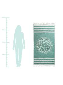 Telo fouta in cotone Crown, Cotone
Qualità del tessuto leggero, 210 g/m², Verde, bianco, Larg. 90 x Lung. 180 cm