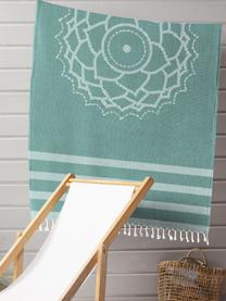 Fouta Crown, Algodón
Gramaje ligero, 210 g/m², Verde, blanco, An 90 x L 180 cm