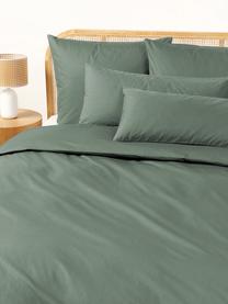 Housse de couette en percale de coton Elsie, Vert foncé, larg. 200 x long. 200 cm