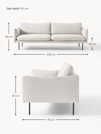 Sofa Moby (3-Sitzer), Bezug: Polyester Der hochwertige, Gestell: Massives Kiefernholz, Füße: Metall, pulverbeschichtet, Webstoff Hellbeige, B 220 x T 95 cm