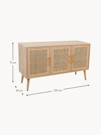 Credenza con ante Cayetana, Maniglie: metallo, Piedini: legno di bambù verniciato, Legno di bambù, dorato, marrone chiaro, beige, Larg. 120 x Alt. 71 cm