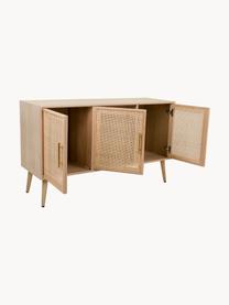 Dressoir Cayetana, Frame: gefineerd MDF, Handvatten: metaal, Poten: gelakt bamboehout, Bruin, hout, B 120 cm x H 71 cm