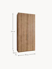 Drehtürenschrank Monaco, 2-türig, Korpus: Holzwerkstoff, foliert, Griffe: Metall, beschichtet, Holz, B 99 x H 216 cm