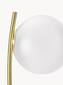 Kleine Stehlampe Cora mit Terazzo-Fuss, Lampenschirm: Glas, Gestell: Stahl, beschichtet, Weiss, Goldfarben, Terrazzo-Optik, H 127 cm